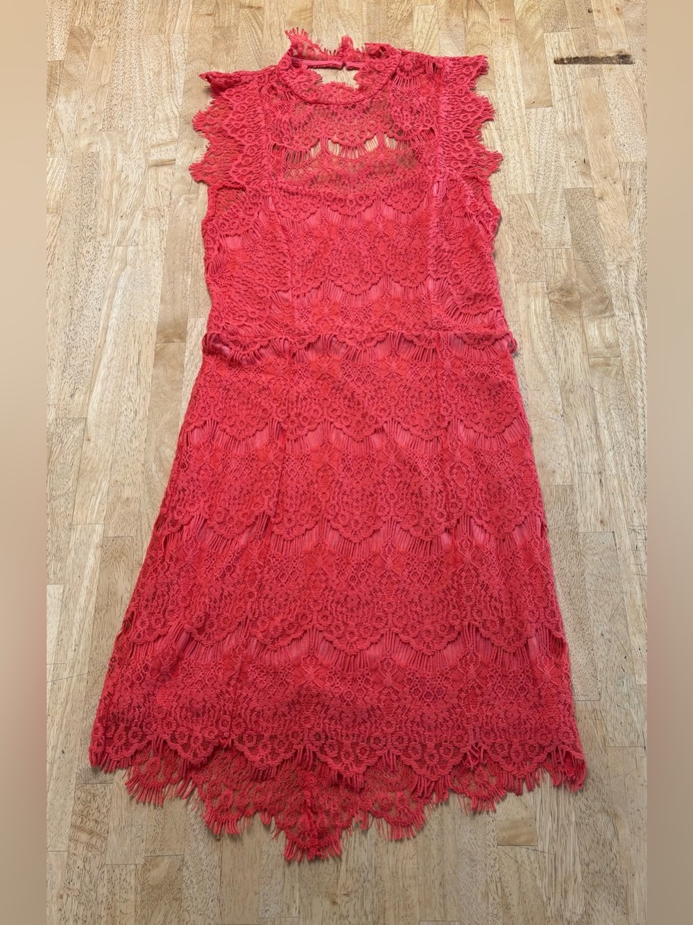 NWT Free People Daydream Coral High Neck Bodycon Crochet Backless Dress